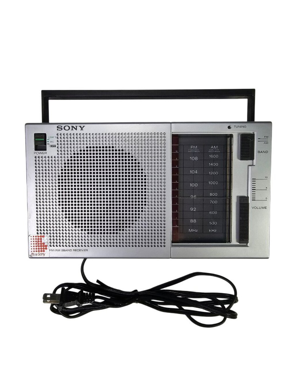 Sony ICF-710W FM/AM 2-Band Portable Radio Silver TESTED